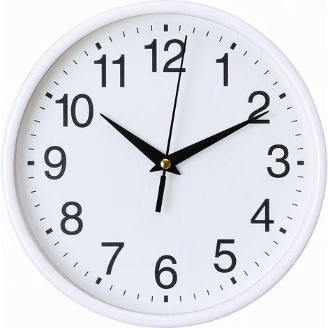 Horloge murale ronde 20 cm blanc, pendule silencieuse à fixer au mur pour salon, chambre et bureau (1/5)