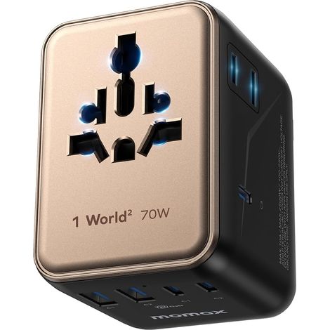Adaptateur Prise Universelle 70W, Adaptateur Voyage avec 2CA 3 USB C et 2 USB A, Adaptateur Universel de Voyage France vers Anglaise UK Irlande USA Canada Australie Chine Japon Thaïlande (1/5)