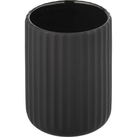 Bac à brosse à dents BELLUNO, céramique, noir, Ø 8 cm, (1/5)