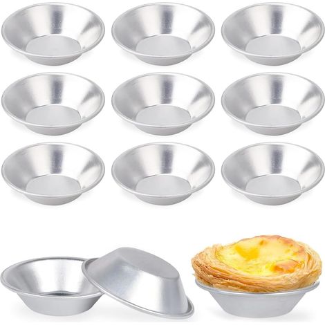 12 Moule à tartelette, Aluminium, 7cm, Réutilisable, Pour pâtisserie maison (1/5)