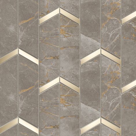 Mosaïque effet Marbre Gris Titan Arrow 46,3x19,2x0,9 cm Brillant Montira - Mur intérieur (vendu par carton de 0,5328 m²) - RO'MA CARRELAGE (1/5)