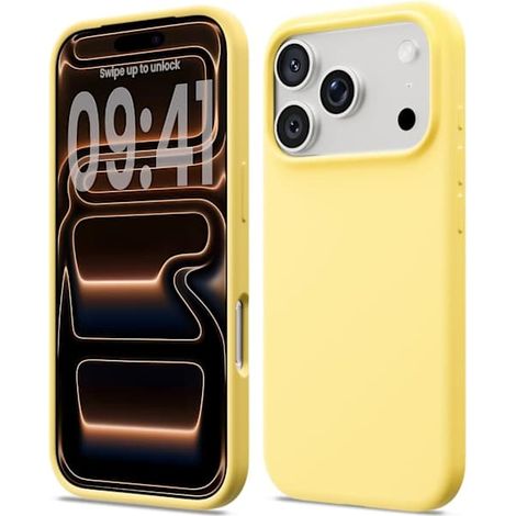 Coque en silicone liquide pour iPhone 17 Pro, coque souple antichoc, protection intégrale, jaune iPhone 17 Pro (1/5)