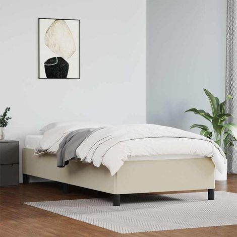 Lit simple pour adulte Moderne - Cadre de lit - Crème 90x190 cm Similicuir BV559394 - BonneVie (1/5)