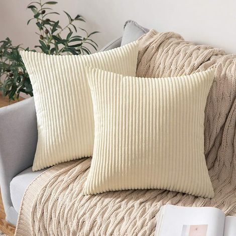 2er-Set dekorativer Cord-Kissenbezug für Sofa, weicher Kissenbezug für Zuhause, Wohnzimmer, Schlafzimmer, 45 x 45 cm, Beige