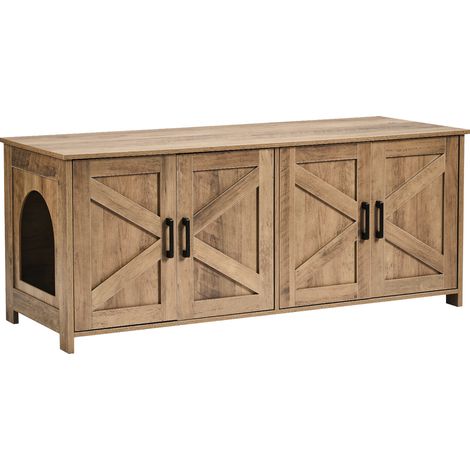 Mophorn Katzentoilette für 2 Katzen, Doppelraum-Holzschrank, passend für die meisten Katzentoiletten, 47,2" L x 18,5" B x 19,7" H, Greige (1/5)