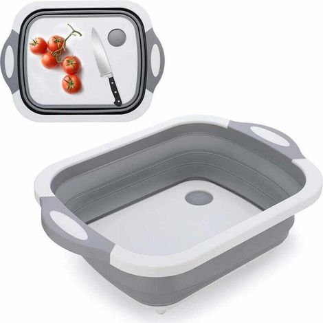 3-in-1 Schneidebrett – klappbares Spülbecken-Set – zusammenklappbarer Korb & Aufbewahrungskorb – multifunktional für Küche & Wohnmobil