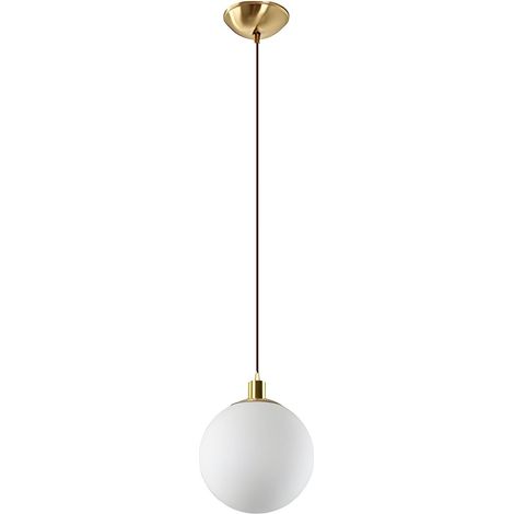 Suspension Moderne avec Globe en Verre Dépoli, Douille E27, Finition Laiton Antique, Luminaire Plafonnier pour Salle à Manger, Chambre ou Couloir (30cm) (1/5)