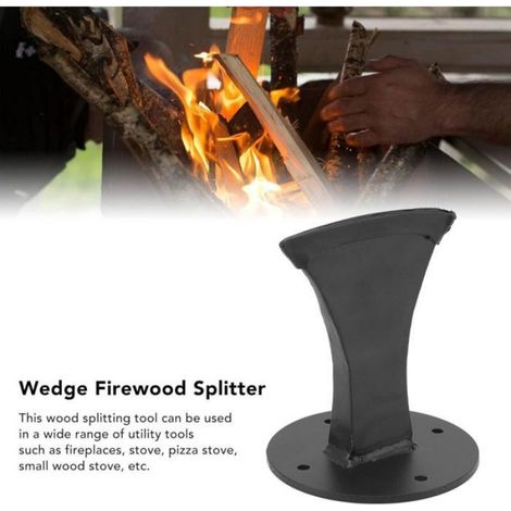 Fendeur de bois manuel - - Acier au manganèse - Base ronde - Fixation au sol - Noir - Compact - Sécurisé (1/4)