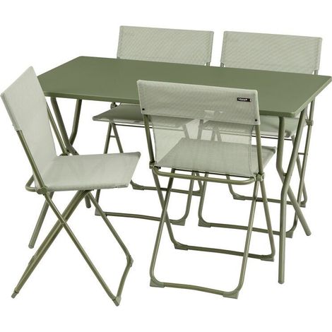 Set 1 rechteckiger klappbarer Gartentisch, 4 ultrakompakte Klappstühle - Balcony - Acier - Vert Moss - Lafuma Mobilier (1/5)