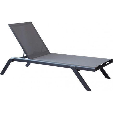 Lettino prendisole da giardino con struttura in alluminio antracite e rivestimento in texilene 198x72xH35.5 cm Solaria