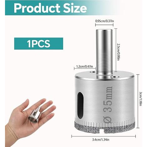 Diamond Hole Saw - Drill Bit Drill Bit for Tile, Granite, Marble, Glass, Ceramic - Centering Drill Included - Clean Cut (1/4)