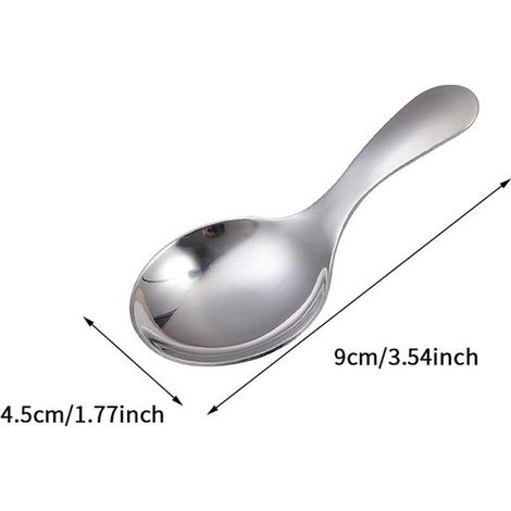 6 pezzi - Cucchiai in acciaio inox con manici corti - cucchiaini da dessert rotondi - mini palette per caramelle - per uso in cucina o al ristorante - argento - 9×4,5 cm (1/4)