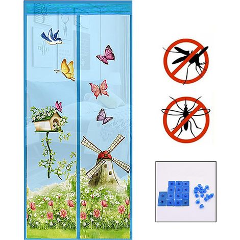 Moustiquaire Magnétique pour Portes 90x210 cm - Rideau d&aposÉté Imprimé pour Balcon, Jardin- Protection Optimale contre les Insectes (1/5)