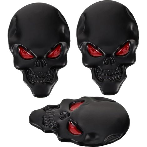 Black Demon Skull Metallic Stickers for Car Durable Skeleton