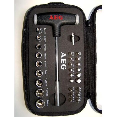 Juego de llaves en T aeg eje largo cromado negro 22.5 cm