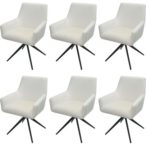 Set 6x sedie poltroncine con seduta girevole HHG-081 tessuto avorio beige