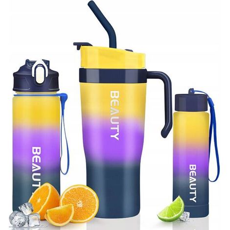 ECARLA Set di 3 borracce giallo sfumato con blu navy BD13WZ1 (1/4)