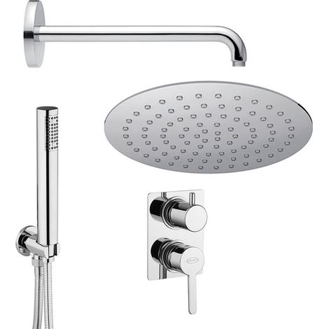Set doccia Jacuzzi  Rubinetteria Sunset con braccio incasso doccia con deviatore soffione ultraslim 25 cm e doccetta (1/5)