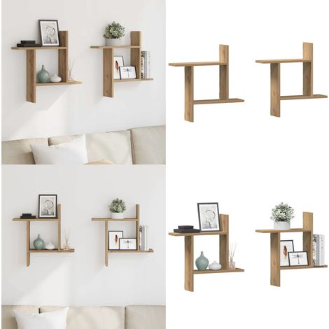vidaXL Wandregale 2 Stk. Artisan-Eiche 50x12x50 cm Holzwerkstoff (1/5)