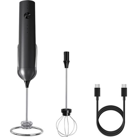 Montalatte elettrico portatile con 3 velocità, protezione integrata contro il surriscaldamento, 2 fruste e vano portaoggetti per latte, uova e caffè. (1/5)