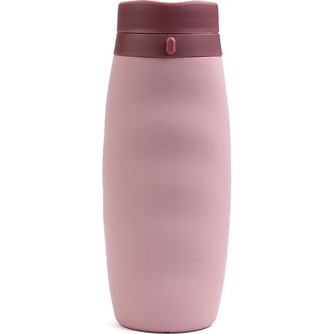 Zusammenfaltbare 600-ml-Silikon-Wasserflasche mit Deckel, leichter Reisebecher für Camping und Wandern (1/5)