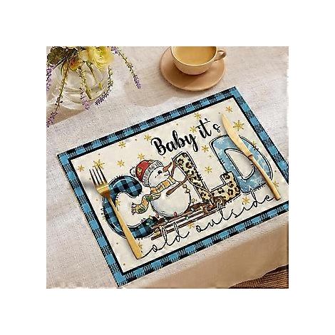 2024 Neue Weihnachts-Tischsets mit Cartoon-Print, Isolierunterlage, schlichtes und vielseitiges Western-Tischset (CDX2-4)