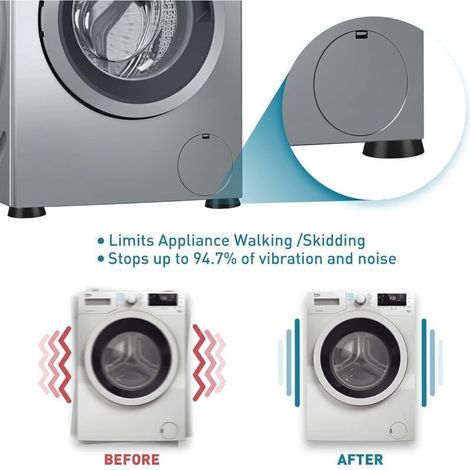 Pieds Antivibrations en Caoutchouc pour Machine à Laver et Sèche-Linge – Protection Sol Anti-Glisse et Absorption des Chocs (1/5)