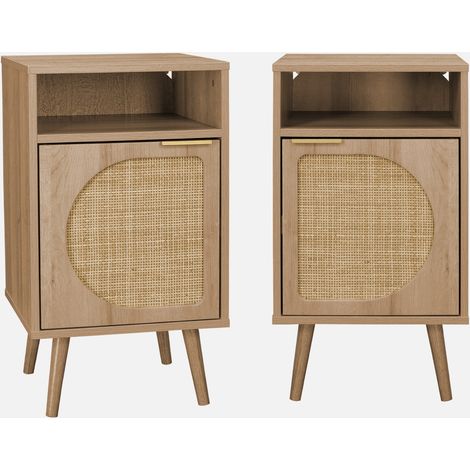 Mesita de noche con efecto madera, set de 2