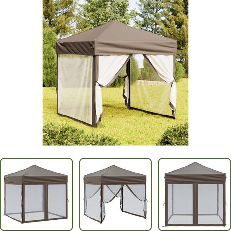 Tente de réception 2x2 m -  Tente de réception pliable avec parois Taupe 2x2 m (1/5)