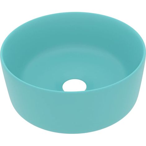 Lavandino Lusso Rotondo Verde Chiaro Opaco 40x15 cm in Ceramica vidaXL (1/5)