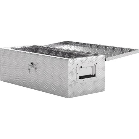 Boite de rangement - boîte à outils en aluminium - caisse à outil alu. poignées rétractables verrouillage clé dim. 76L x 33l x 25H cm