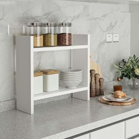 Etagère cuisine blanche à poser - 2 niveaux MARFA (1/5)