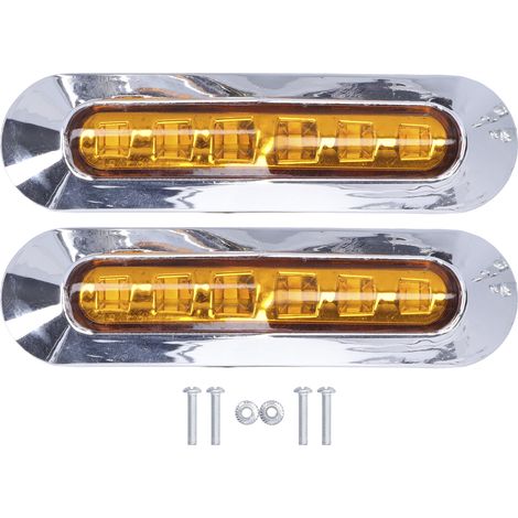10-30V 6LED Feu de Position Latéral Lumineux Indicateur IP68 pour Voitures Camions Remorques Camping-Cars Jaune (1/5)