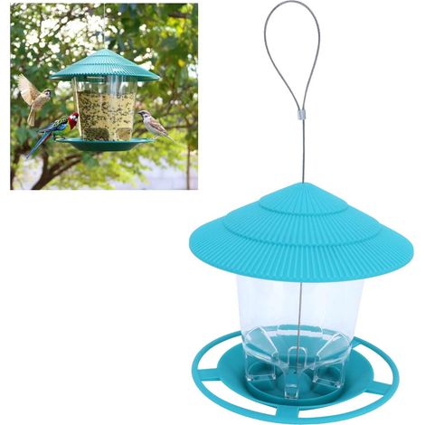 Mangeoire à oiseaux suspendue au toit, outil d'alimentation pour jardin, cour et décoration extérieure, verte (1/5)