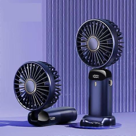 Ventilateur portable, mini ventilateur rechargeable USB, petit ventilateur de poche à 5 vitesses avec base, ventilateur de table pliable avec batterie 4000 mAh pour bureau et extérieur (1/5)
