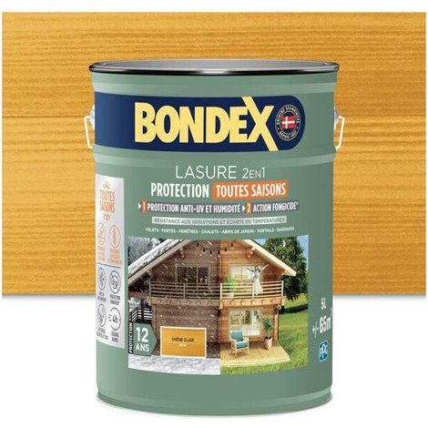 2-in-1 Exterior Wood Stain - Light Oak - Satin Finish - 12-Year Protection - All Seasons - Bondex - 5L (1/2)