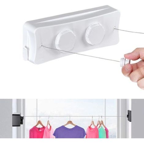 Étendoir à linge rétractable pour balcon, 2 x 5,1 m, en acier inoxydable, pour extérieur et intérieur. (1/5)