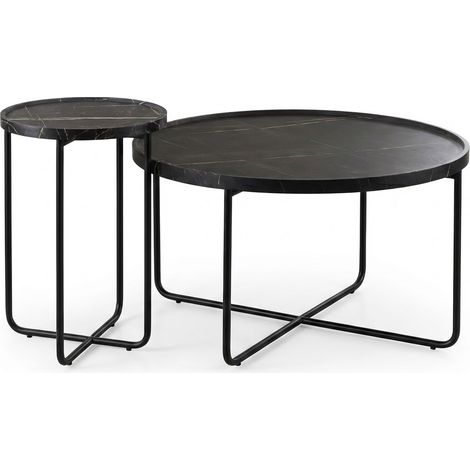 Tavolini Salotto Rotondi Ceramica Set 2 Pezzi Tavolo Basso Casa Design