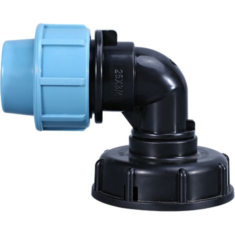 Adaptateur de réservoir IBC S60X6 - Raccord de tuyau pour réservoir d'eau IBC - Coude de sortie de 25 mm (1/5)