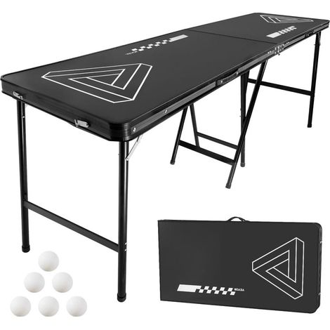 Table de Beer Pong Pliante 240 cm Table de Jeu Portable avec Poignées Plateau MDF Revêtement Mélaminé 6 Balles (1/5)