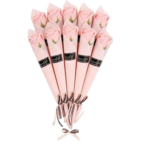 Soap Flowers, Soap Rose Bouquet Pink Gifts For Women Floral Bath Single Stem Wedding Decoration Bridal Decorative Arrangement Home Bedroom Office Desk Decor 10pcs (1/5)