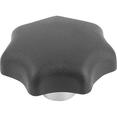 Poignee etoile filetage interieur M6 raccord acier saillant forme K (1/3)