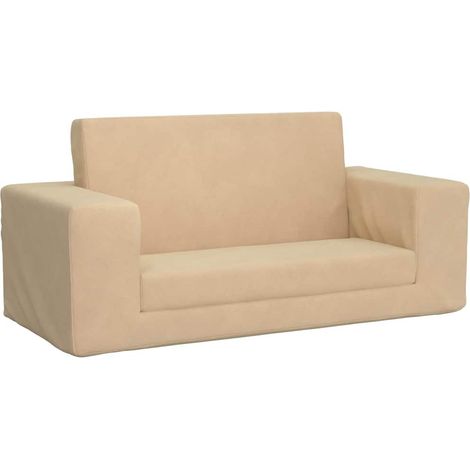 Sofá cama de niños 2 plazas felpa suave crema vidaXL (1/5)
