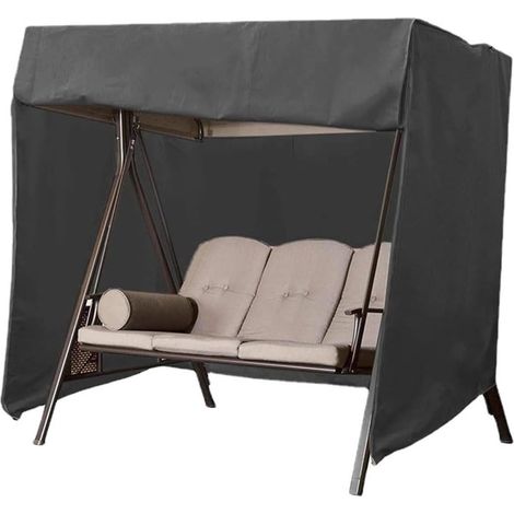AMXCNOY Housse de balançoire d'extérieur 3 places imperméable et résistante aux UV, auvent de terrasse pour meubles à bascule, 220 x 125 x 170 cm (1/5)