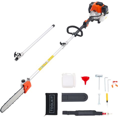 VEVOR Elagueuse Thermique sur Perche a 2 Temps, 52 cc, Elagueuse sans Fil a Essence, avec Perche Extensible 2,2 m-2,94 m, Guide-chaine 35,6 cm, Reservoir de Carburant 850 ml, pour Elagage des Arbres