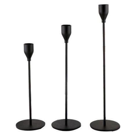 Bougeoir Mat Romantique Décoratif Bougeoir Conique en Métal pour le Dner de Noce Noir 3pcs (1/5)