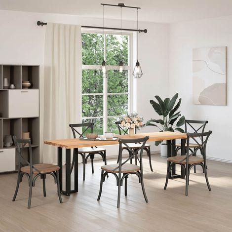 Pieds de table console en T, 2 pièces, noir, 25 x 28 x (72-73) cm, acier (1/5)