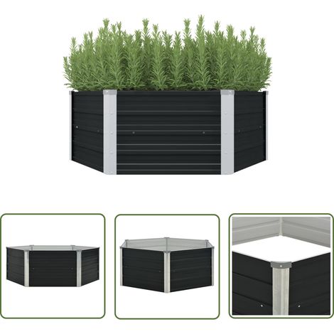 Jardinière surélevée Anthracite 129x129x45 cm Acier galvanisé (1/5)