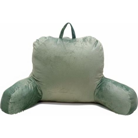 Reading Pillow for Bed, Backrest Cushion, Armrests, Ergonomic Back and Neck Support, Soft Filling, Portable Handle, Suitable for Reading, Series, Bedroom, Living Room, Grey+Green (1/5)