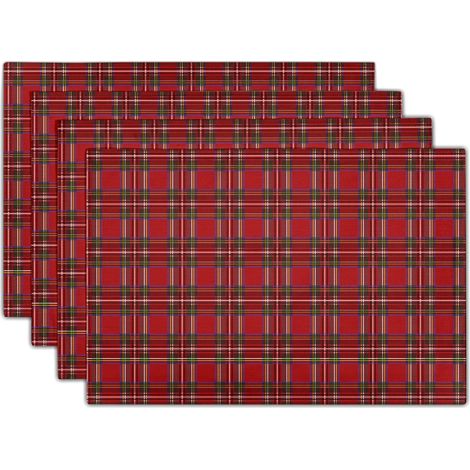 Sets de table de Noël Xiyin, décoration de restaurant à carreaux, fabricant de serviettes de Noël, nappes imprimées en polyester - 30 x 45 cm (lot de 6) - 7